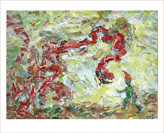 גמד ירוק ודרקון אדום - קולאז'